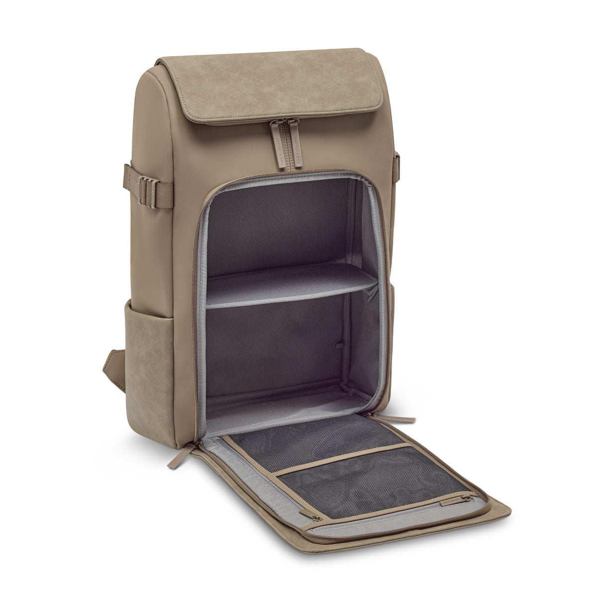 Bali Pro in Walnut with the Easy Access front panel folded down, showing the divider