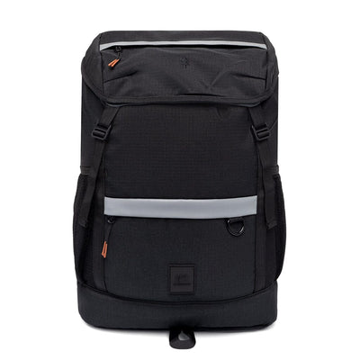 front view of the black sustainable travel backpack from Lefrik brand