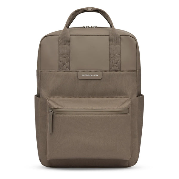 Kapten & Son Bergen Pro Backpack in walnut — suede-look daypack with zip pocket