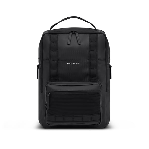 Kapten & Son Bergen Ultra backpack in All Black — front view of the 17L commuter laptop backpack