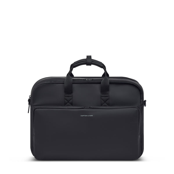 Kapten & Son Bodo Laptop Bag in black, front view with top handles