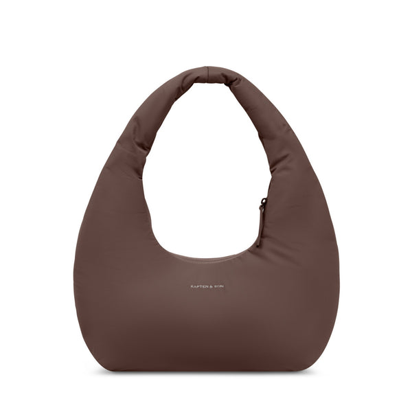 Kapten & Son Skara Cloud Shoulder bag in chocolate brown, front view, the handle in one piece with the body