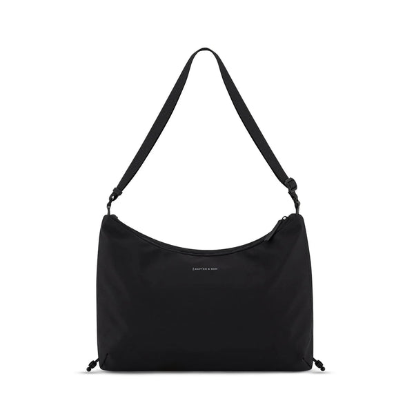 Kapten & Son Skara Large shoulder bag in black — crescent hobo with adjustable strap