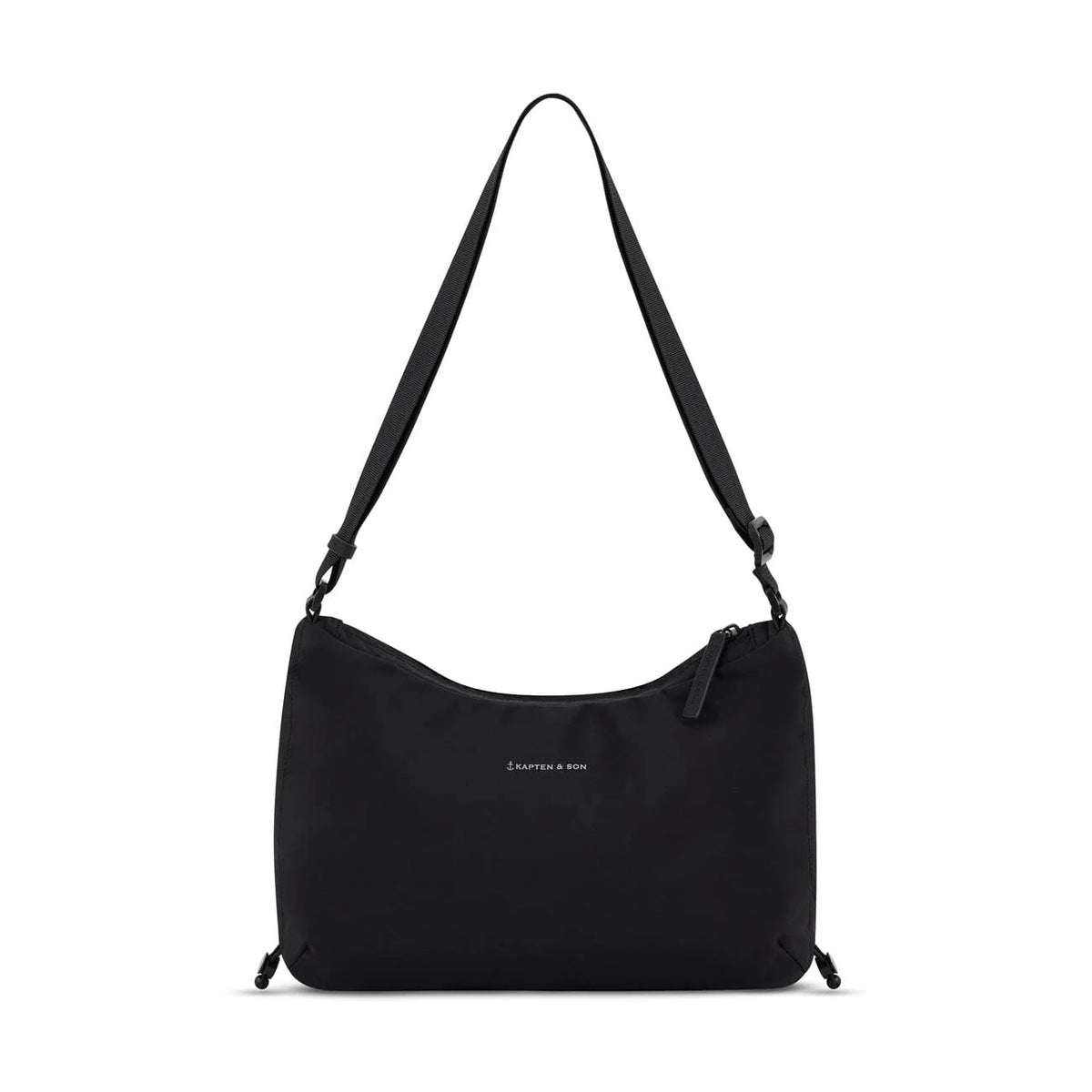 Kapten & Son Skara Small shoulder bag in black — compact crossbody with drawcord sides