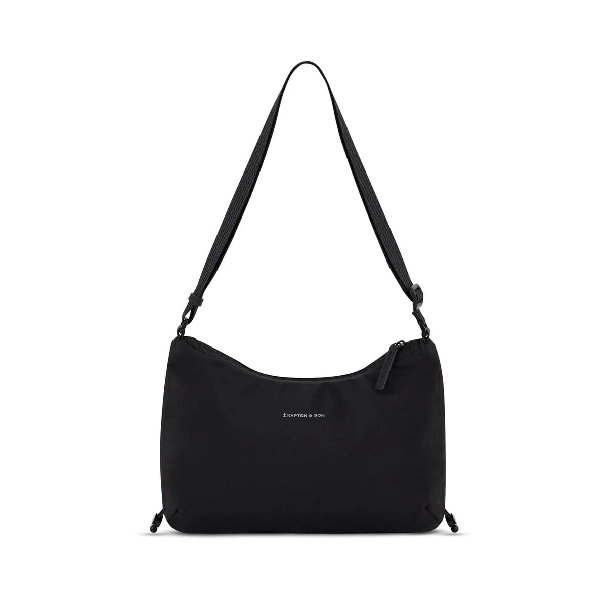 Kapten & Son Skara Small shoulder bag in black — compact crossbody with drawcord sides