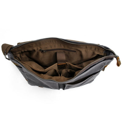 laptop sleeve slot pockets zipped pocket messenger bag