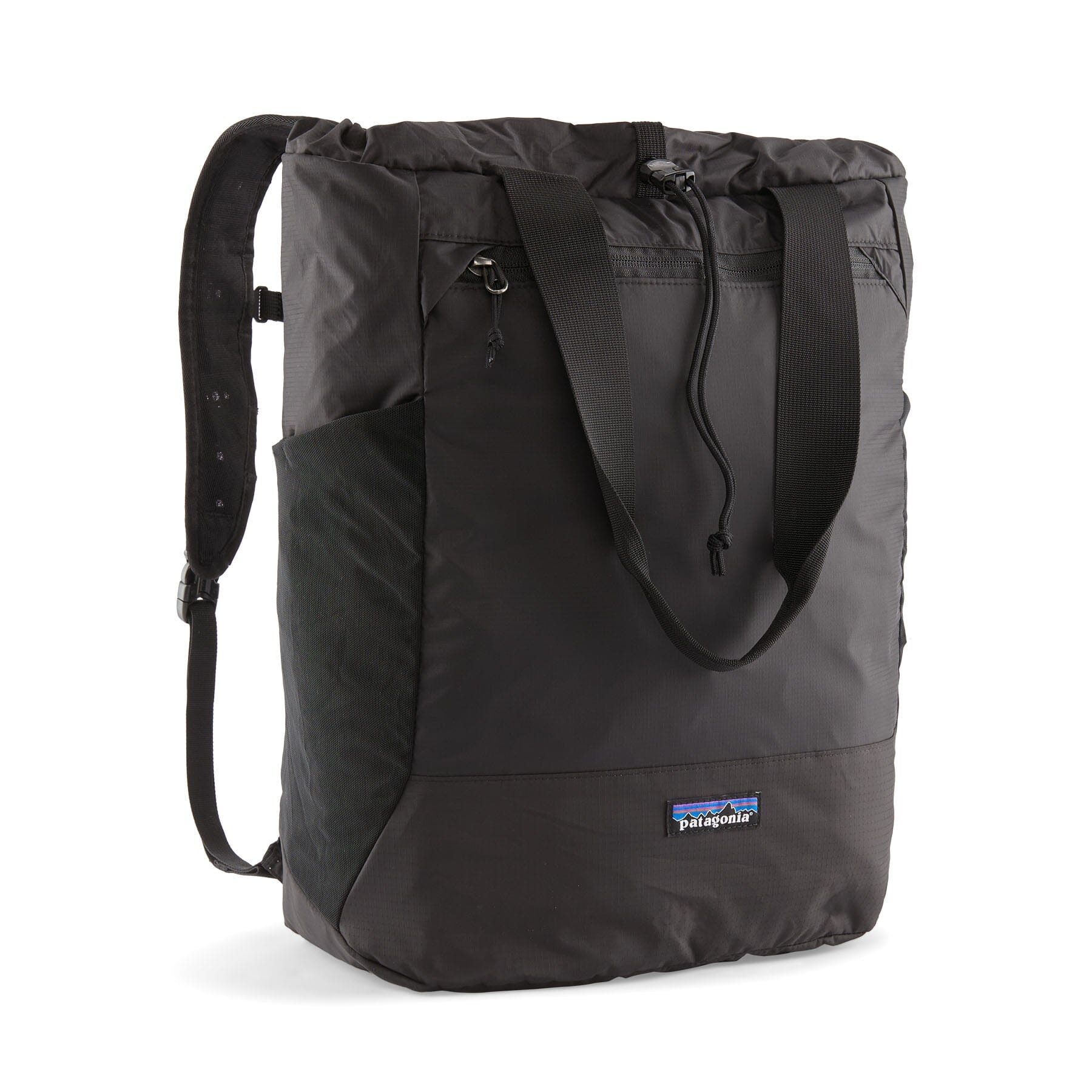 Patagonia, terravia tote pack, black, front view