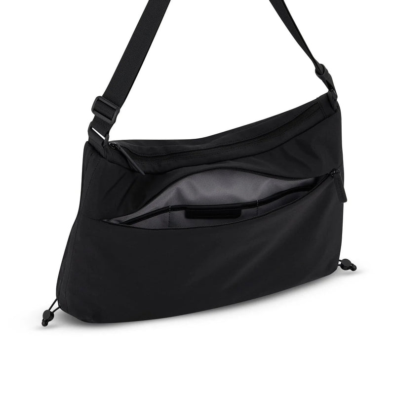 Back zip pocket open, with a flat slip pocket inside