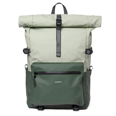 waterproof commuter backpack ruben 2 sandqvist light green color front view