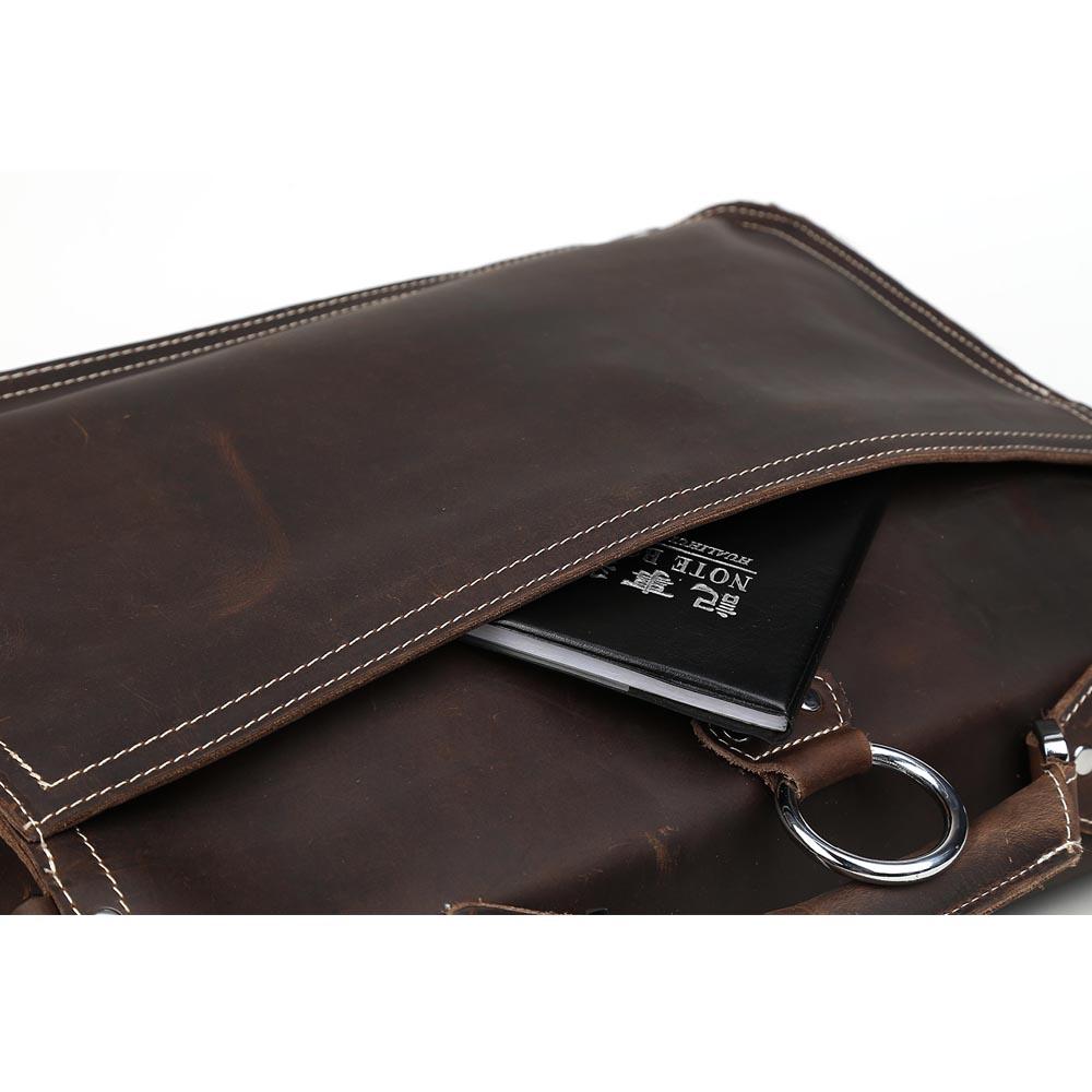 external pocket Tan Leather Shoulder Bag