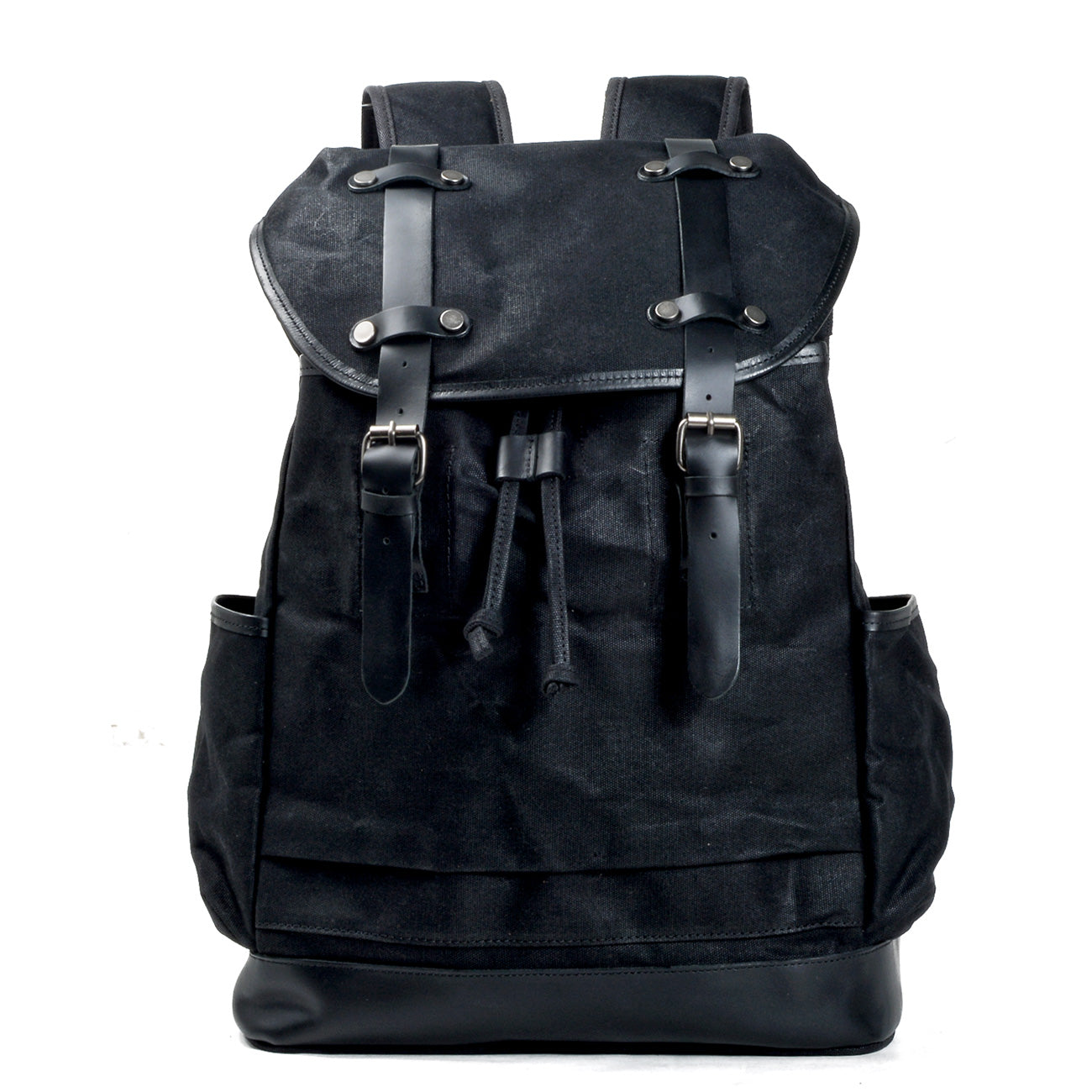 Casual Black Canvas Backpack with Adjustable Shoulder Straps for