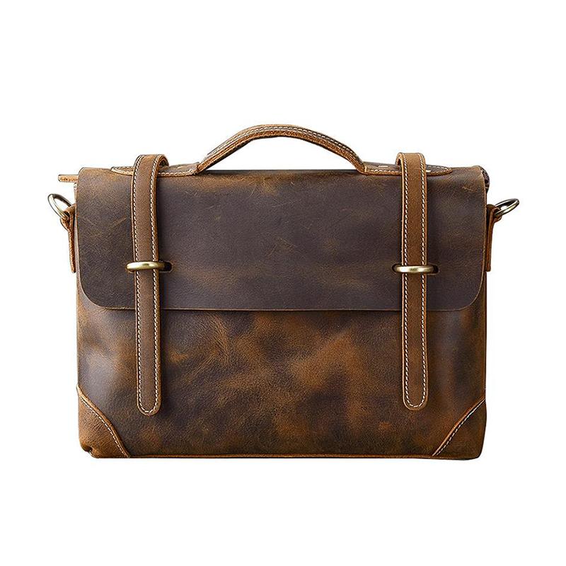 Sacoche cuir homme, café, cuir de vache authentique, Aroha
