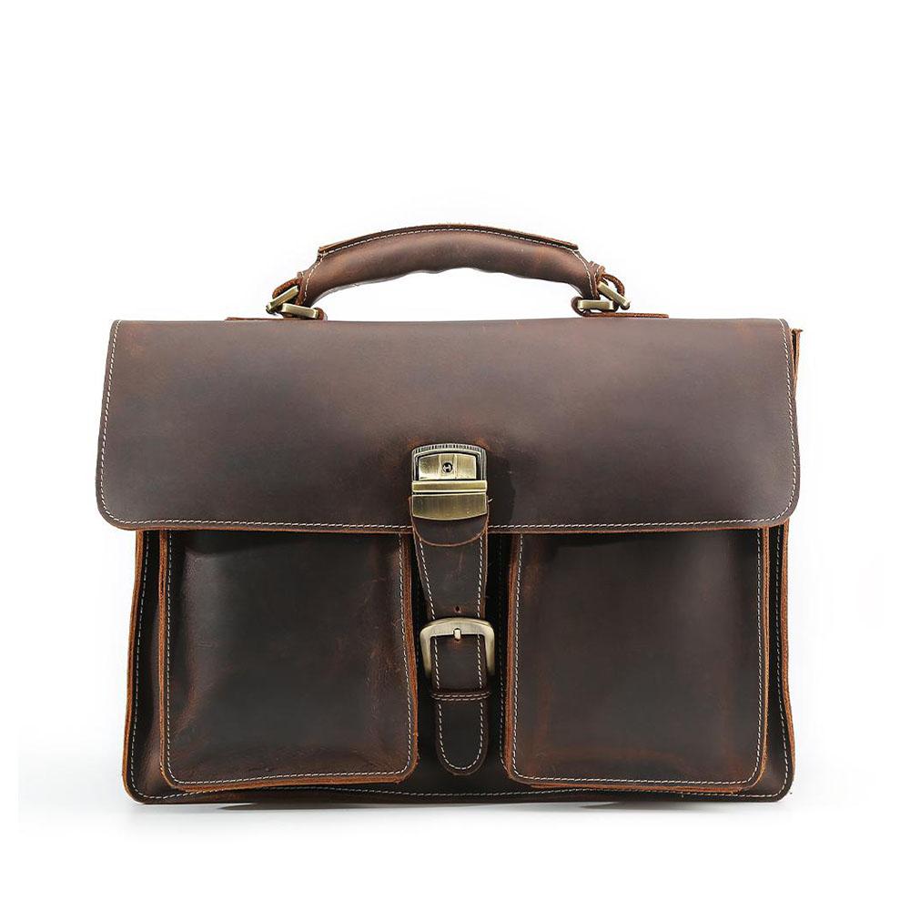 sac à bandoulière en cuir, marron, cuir pleine fleur, Niara