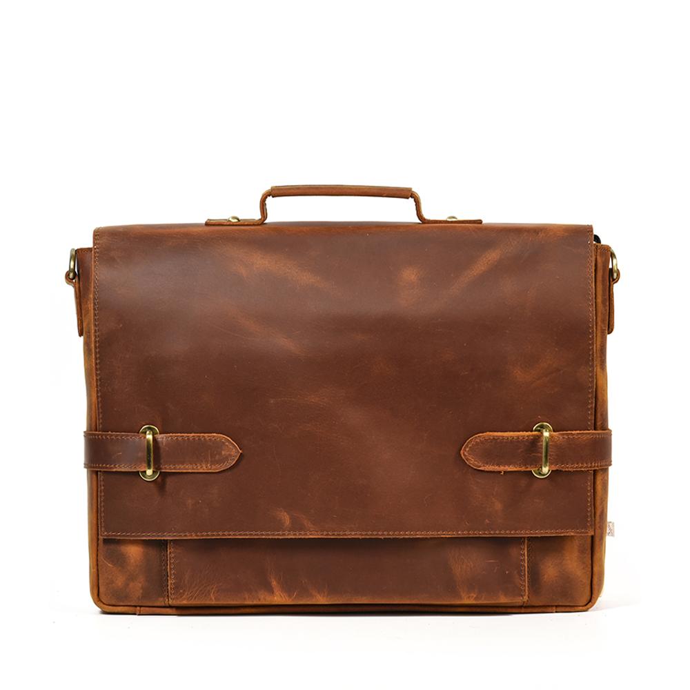 besace en cuir, café, cuir de vachette vintage, Itaka