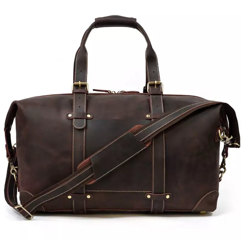 leather travel bag for men, brown, full grain leather, Panama