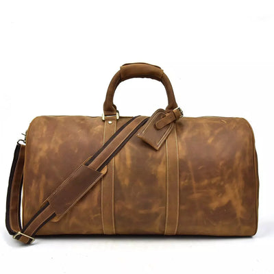 mens brown leather holdall bag