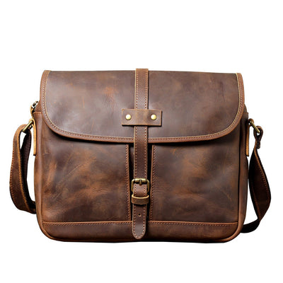 vintage leather messenger bag