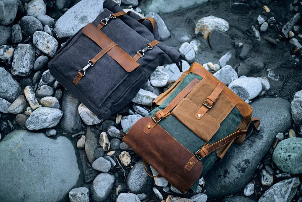 black leather backpack vs brown leather backpack URBINO book bag or travel companion on long journeys. Leather VS Nylon Backpacks
