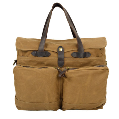 khaki Canvas Shoulder Tote Bag