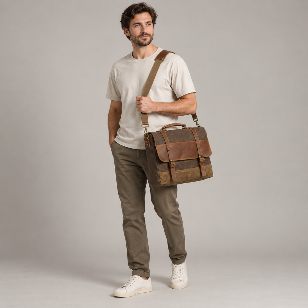 Waxed Canvas Messenger Bag | WINNIPEG