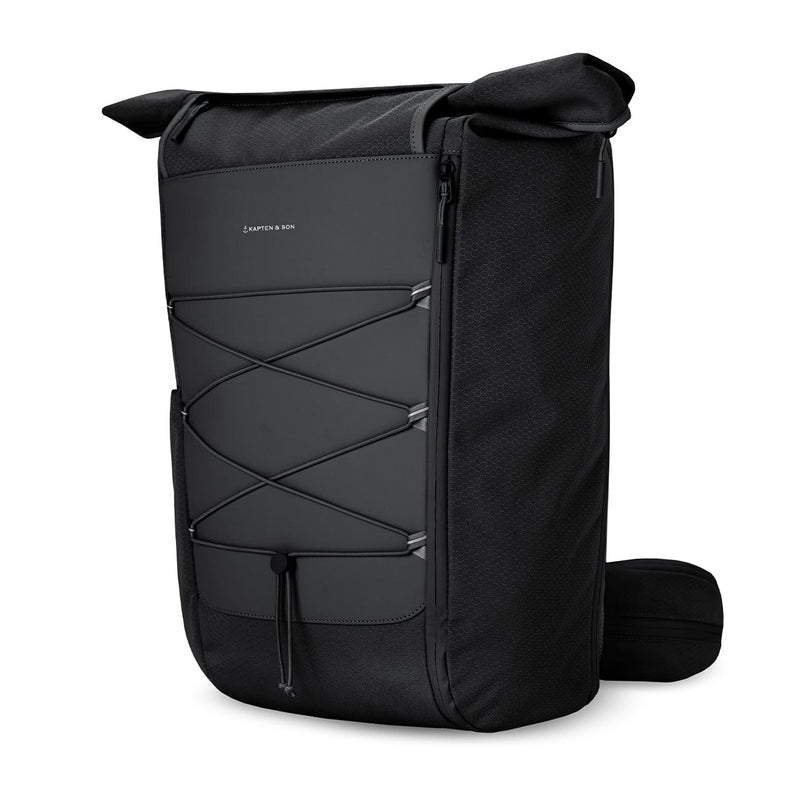 Kapten & Son, Banff backpack, all black, angular view