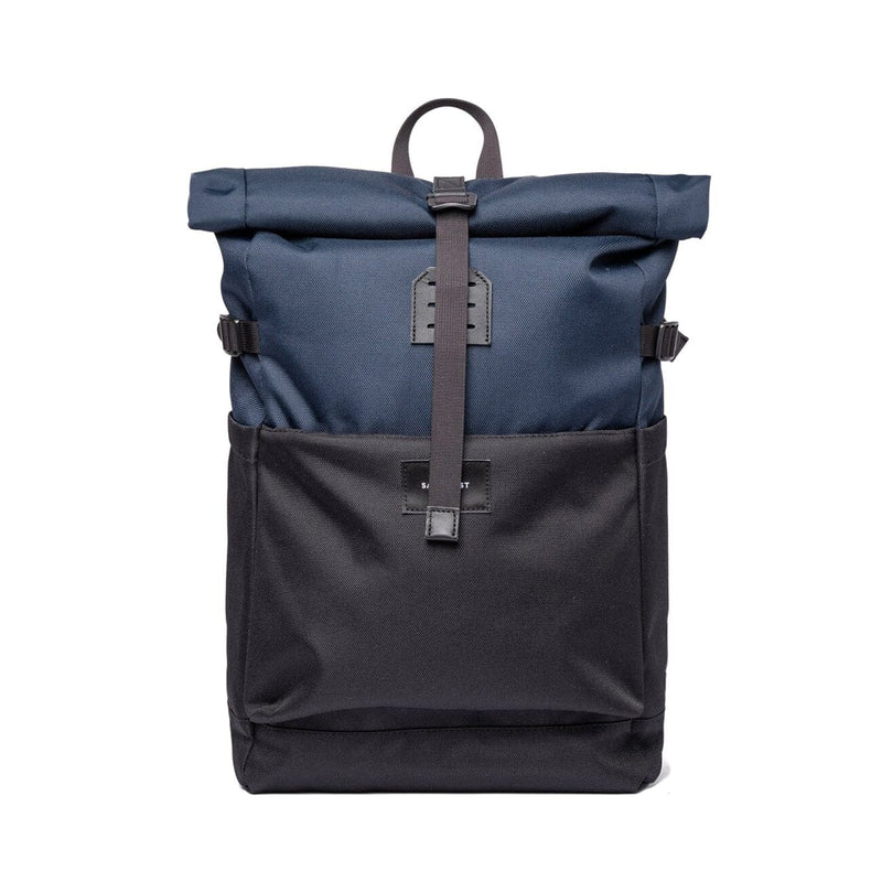 Sandqvist Ilon backpack in black and navy blue,  front view
