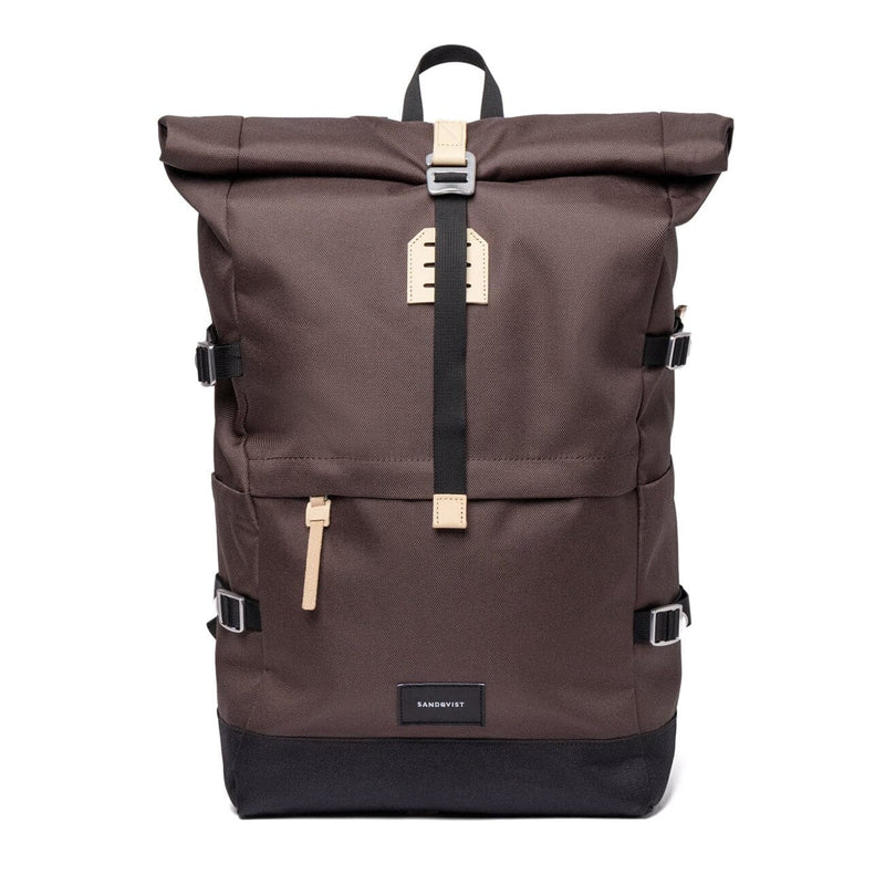 Sandqvist bernt backpack, brown, front view