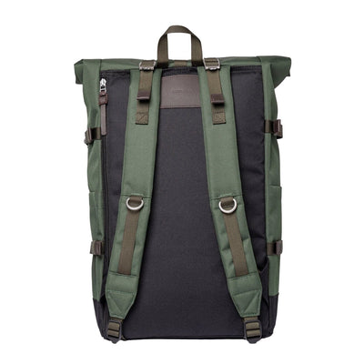 Sandqvist bernt backpack, dawn green, back view