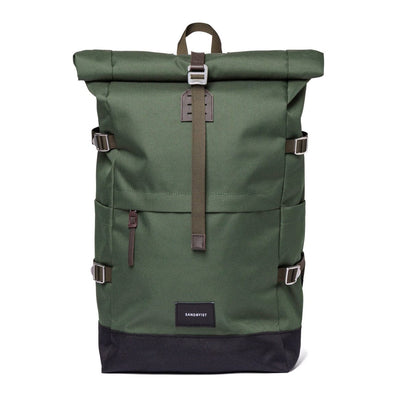 Sandqvist bernt backpack, dawn green, front view