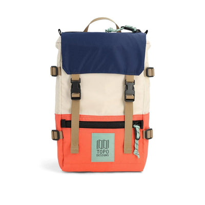 Topo designs rover pack mini, almond and emberglow, front view