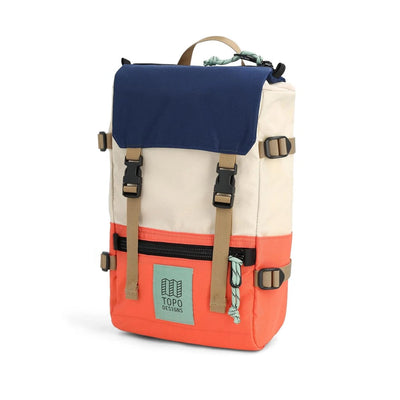 Topo designs rover pack mini, almond and emberglow, side view