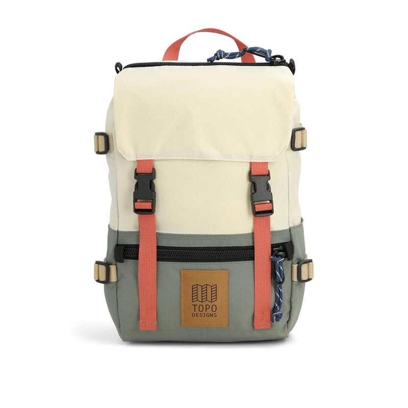 Topo designs rover pack mini, bone white and bettle, front view