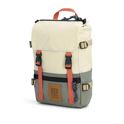 Topo designs rover pack mini, bone white and bettle, side view