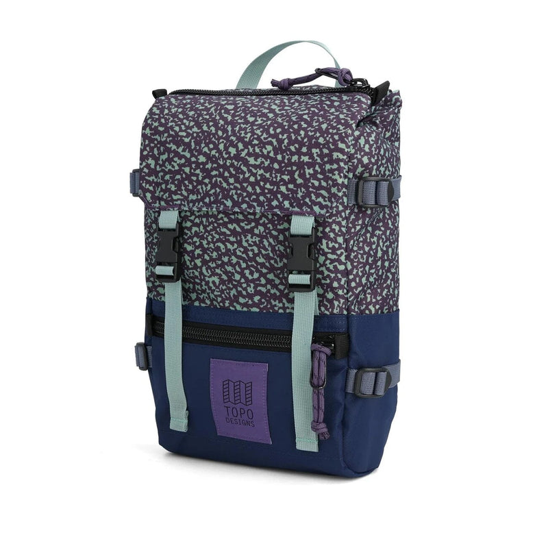 Topo designs rover pack mini, loganberry and crackle, side view