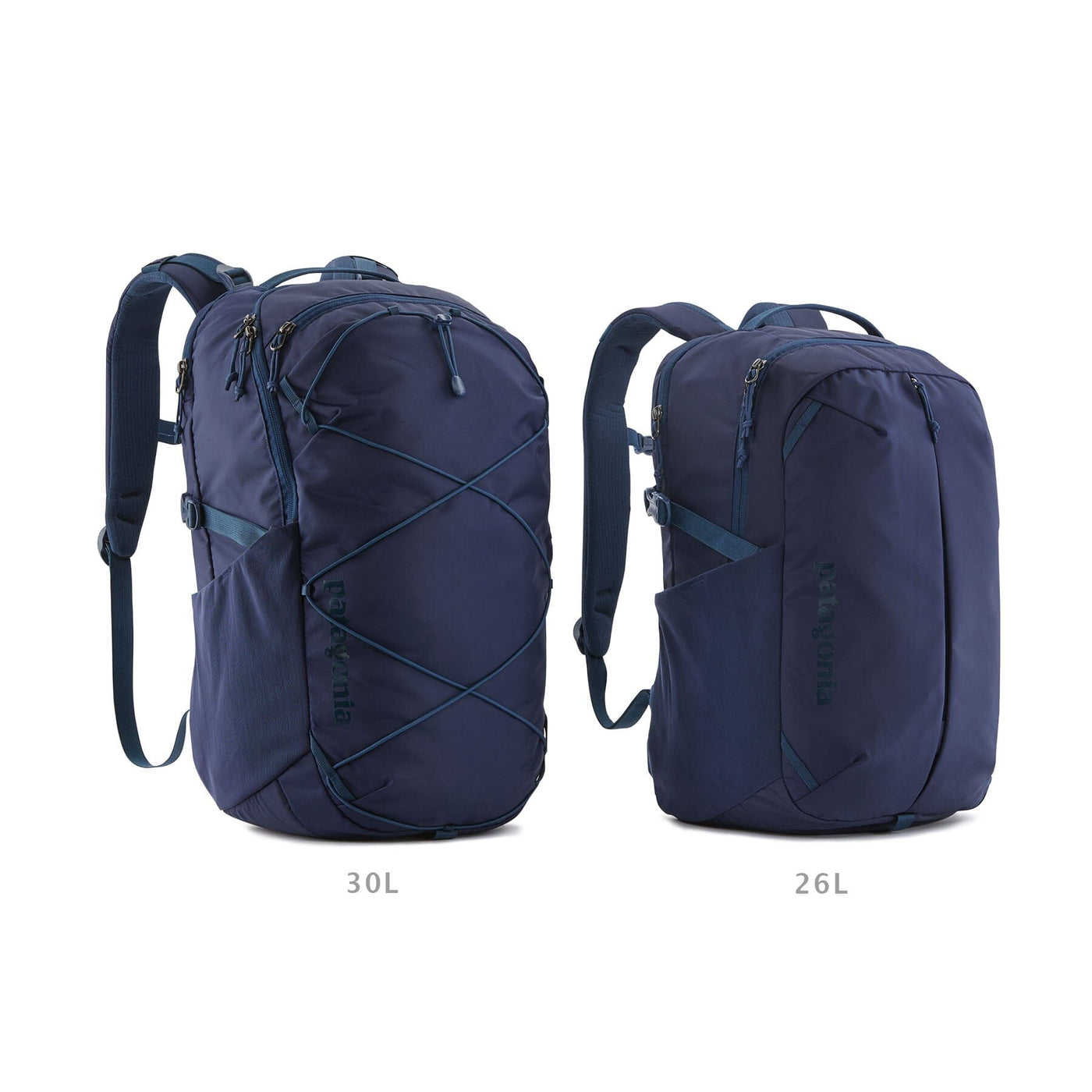 size comparison between the two refugio daypack models from patagonia, 26L and 30L