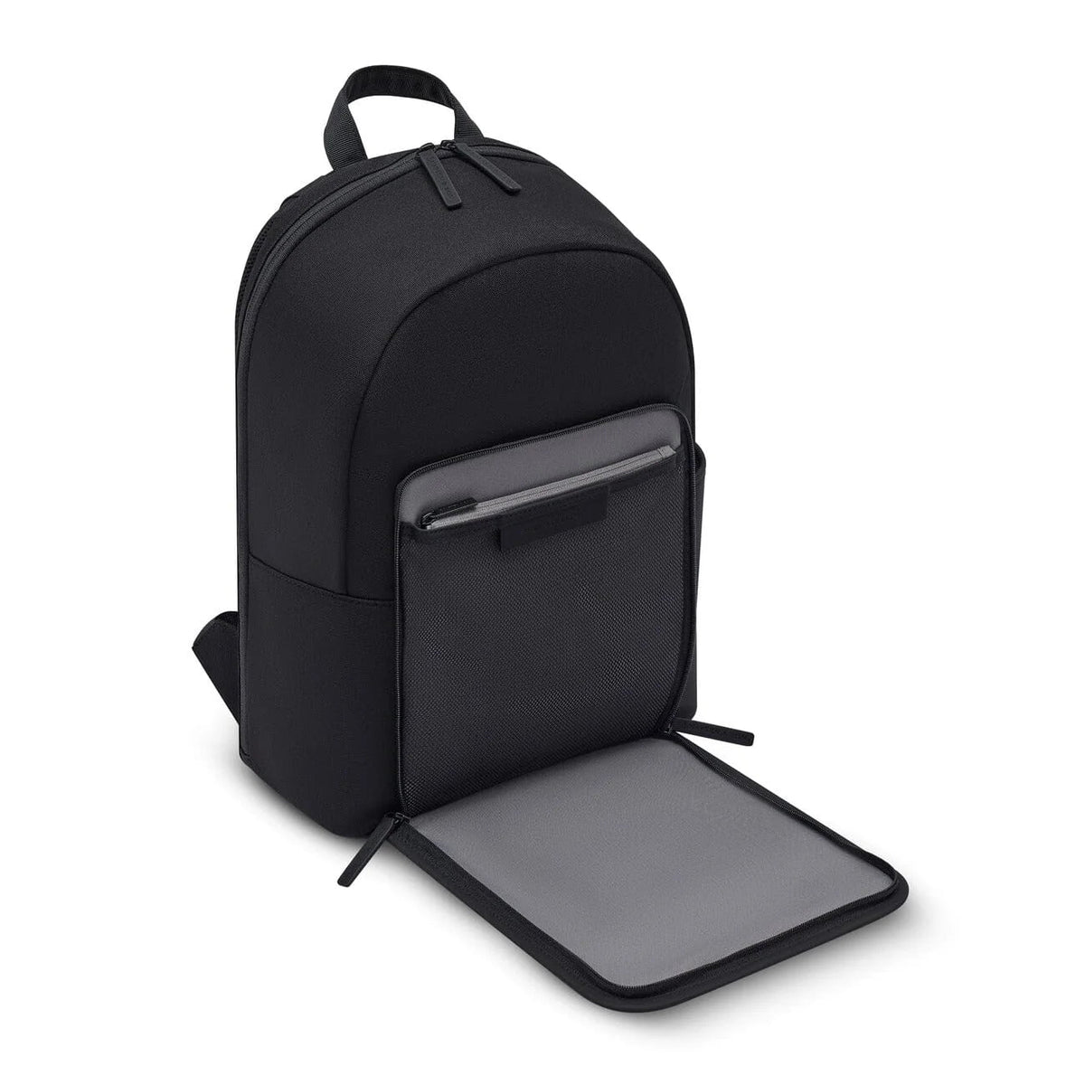 Front pocket folded open: mesh pocket and zipped pocket
