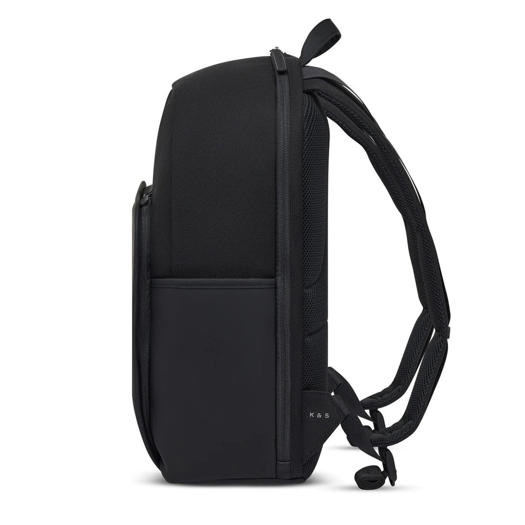 Side profile with ergonomic padded straps and K&S branded strap tab