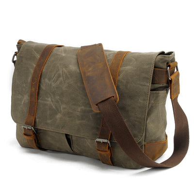 army green 15 inch laptop messenger bag side
