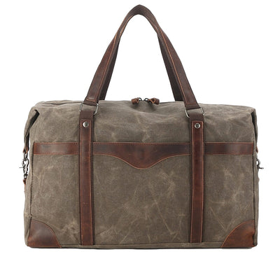 army green mens canvas duffle bag front
