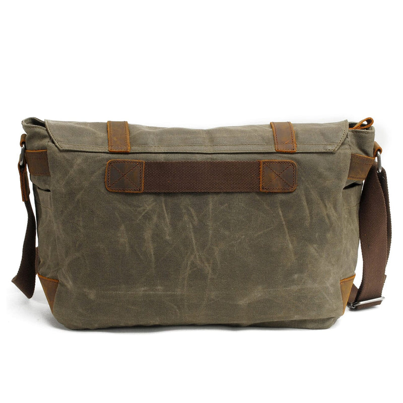 army green mens laptop messenger bag back