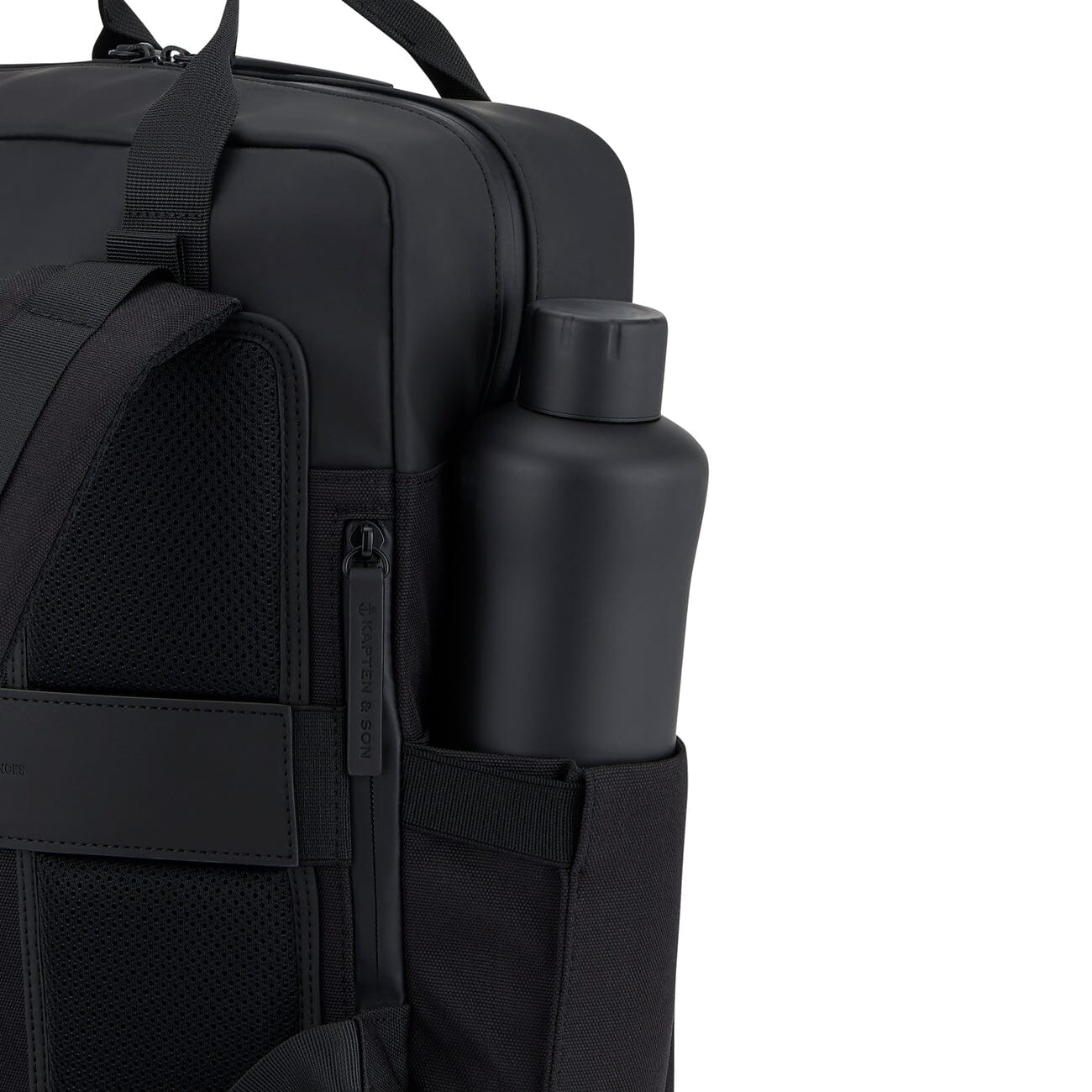 bergen pro backpack all black kapten son water bottle exterior pocket