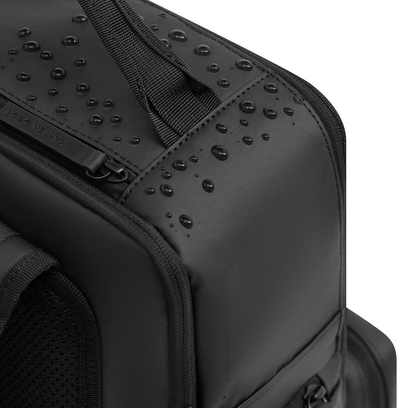Water beading on the ripstop shell of the Bergen Ultra, showing the water-repellent finish