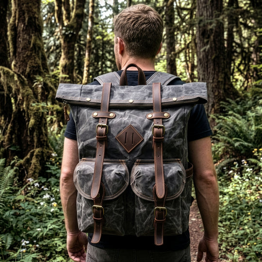 canvas and leather backpack uk Canvas Hipster Backpack - BERLIN