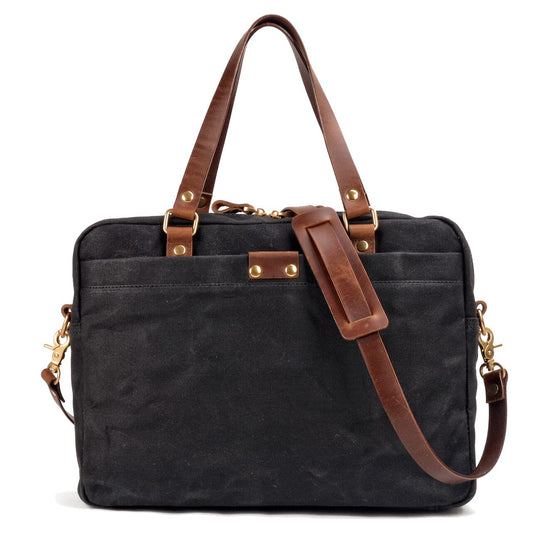 Mercedes-Benz メッセンジャーバッグ ダークブラウン black-canvas-laptop-messenger-