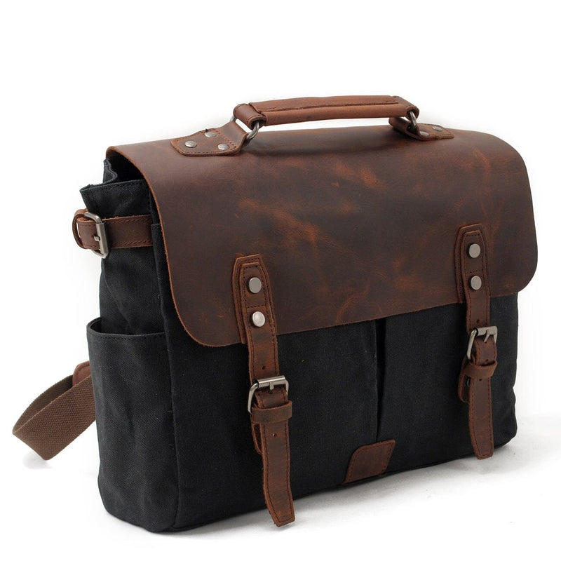 black canvas laptop messenger bag