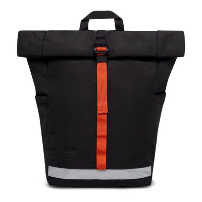 front view of the black environmentally friendly backpack from Lefrik brand