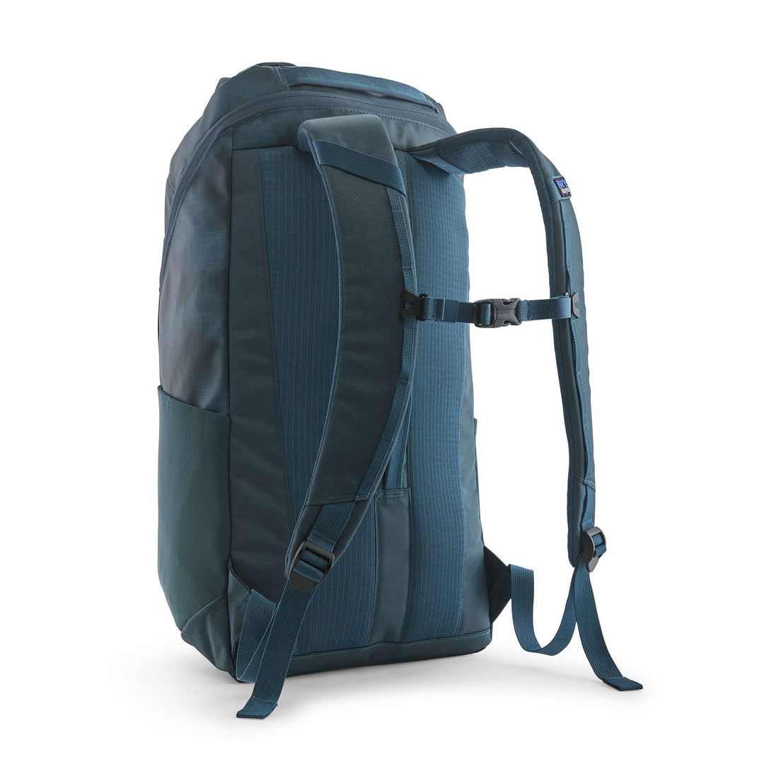 Black Hole Pack 25L in Sastrugi Summit Blue — back view with padded harness and sternum strap