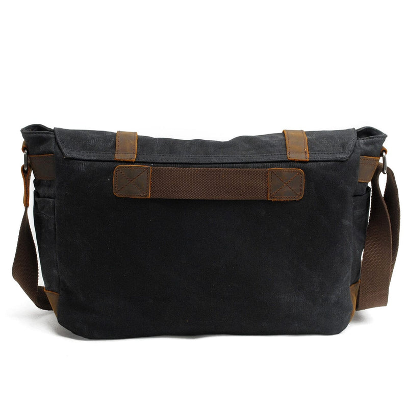 black mens laptop messenger bag back