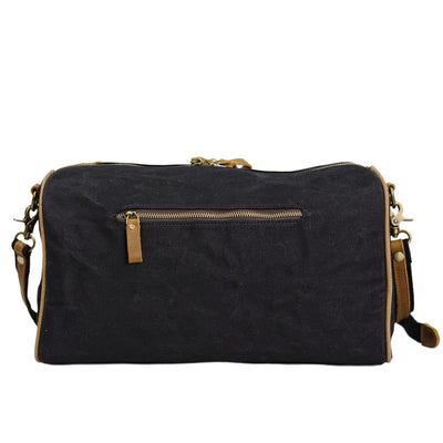 black waxed canvas leather sling bag back