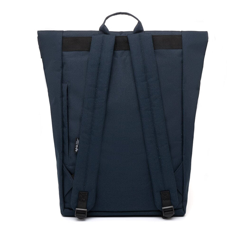 vue arriere sac à dos écoresponsable de couleur blue navy modèle reflective roll de lefrik